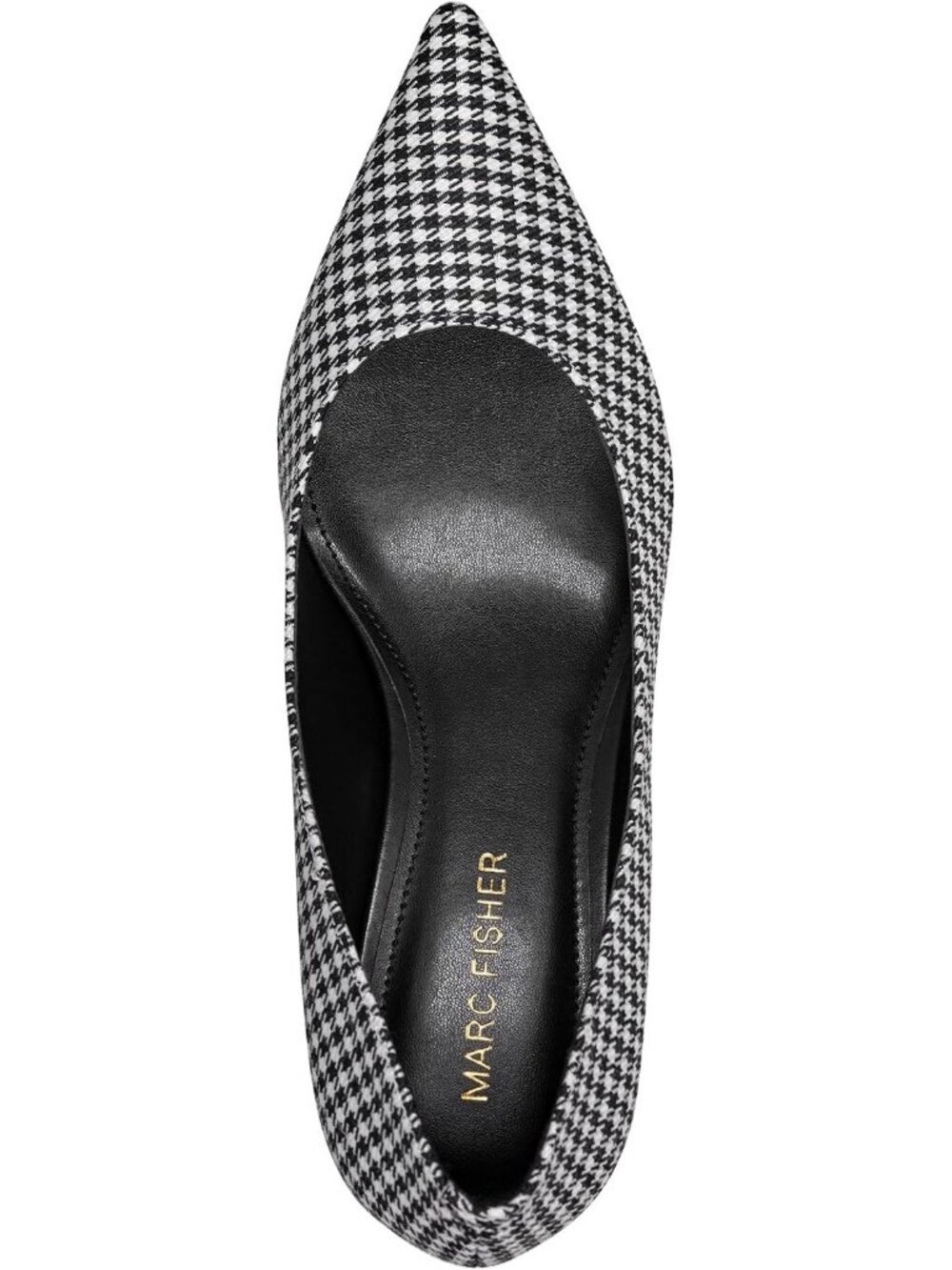 Womens Black White Houndstooth Pointed Toe Alola Casual Pumps Pull On Heel Shoes - Picture 3 of 6